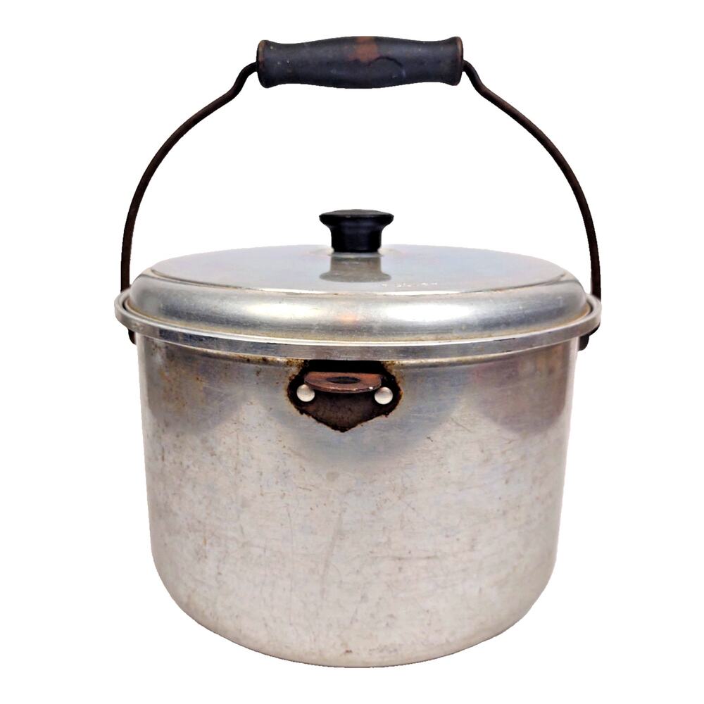 VTG Maid of Honor 8 Quart Aluminum Pot w Lid & Wooden Bail Handle Sears Best